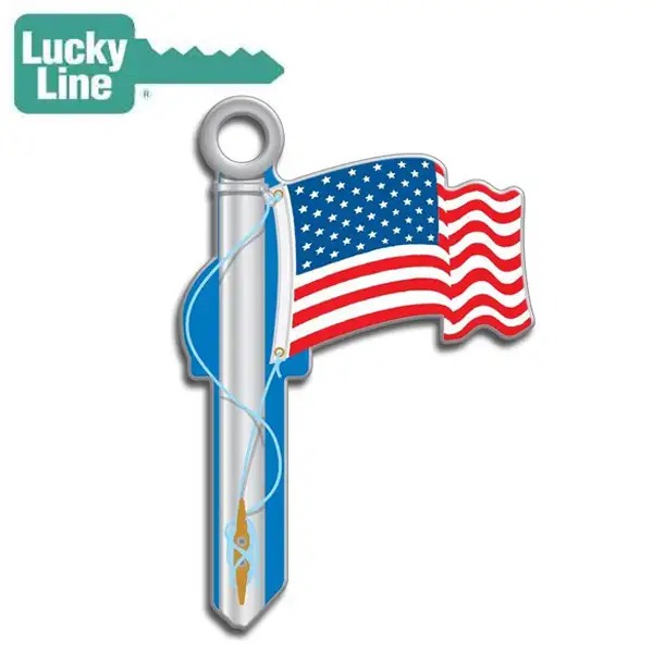 LuckyLine - B101K - Key Shapes - American Flag - Kwikset - KW1 - 5 Pack