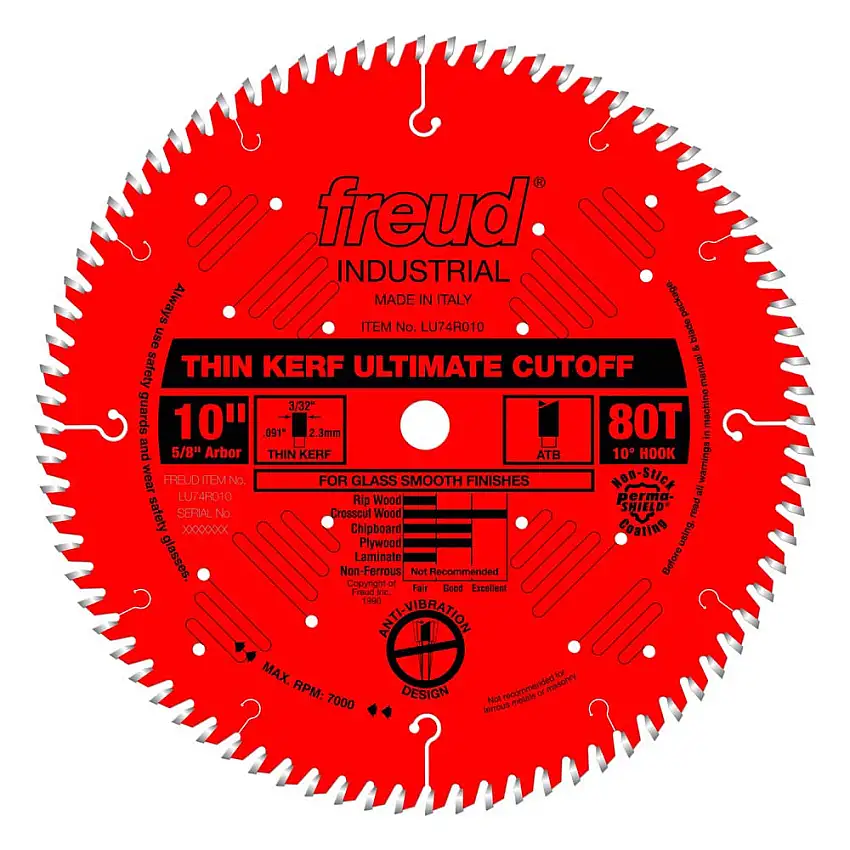 Freud 10" x 80T Thin Kerf Ultimate Cut-Off Blade