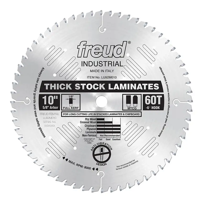 Freud 10" x 60T Thick-Stock Laminate Blade
