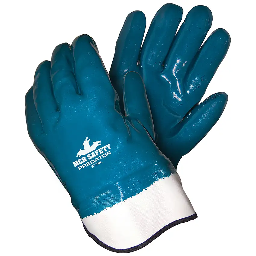 Memphis Glove Size Large Predator  Nitrile Fully Coated Work Gloves With Jersey/Foam Liner And Safety Cuff