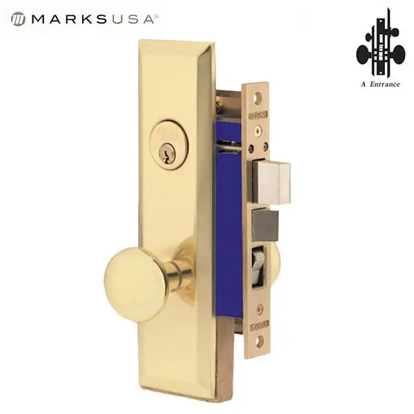 Marks USA -114A/3 - Metro Mortise Knob Lock - US3 - 7-5/8" x 1-1/16"- Entrance - Field Reversible