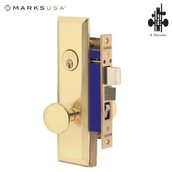 Marks USA -114A/3 - Metro Mortise Knob Lock - US3 - 7-5/8" x 1-1/16"- Entrance - Field Adjustable