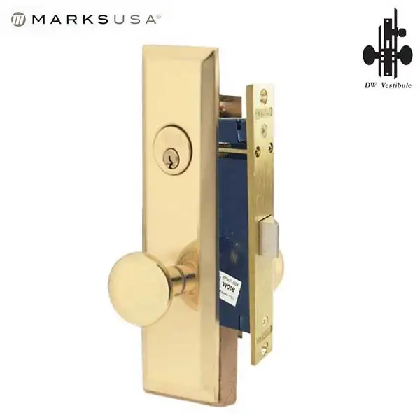 Marks USA -114DW/3 - Metro Mortise Knob Lock - US3 - 7-5/8" x 1-1/16"- Vestibule - LH