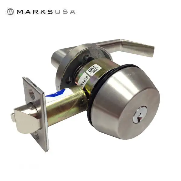 Marks USA -145KL - E11 Latch - Commercial Deadlatch - Sgl Cylinder - Interior Lever Handle - 2 3/8" Backset - 32D - Satin Stainless - Grade 1