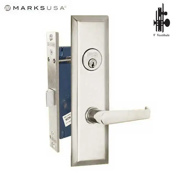 Marks USA - 9NY92DW/26D - New York Mortise Lever Lock - 1-1/16” x 7-5/8” - 26D - Satin Chrome  - Vestibule - RH