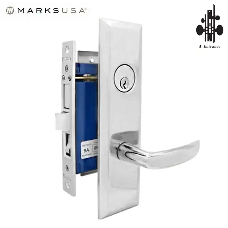 Marks USA - 9NY96A-26D  - New York Mortise Lever Lock - 1-1/16” x 7-5/8” - 26D - Satin Chrome - Entrance - RH