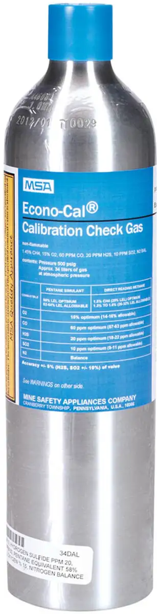 MSA Metal Altair® Calibration Gas Cylinder For Altair® 5X Multi-Gas Detector