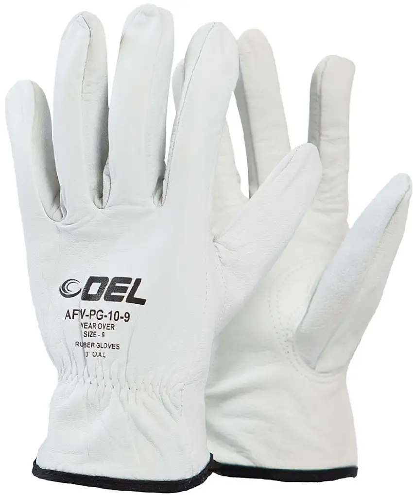 OEL Size 9 White And Black Goatskin ASTM F696 Linesmens Gloves