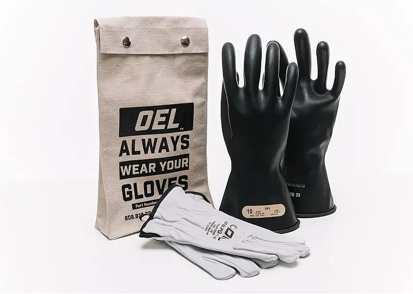 OEL Size 10 Black Rubber/Goatskin CLASS 00 Linesmens Gloves