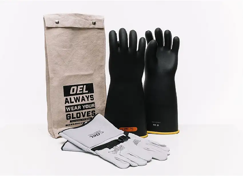OEL Size 10 Black Rubber/Goatskin CLASS 4 Linesmens Gloves