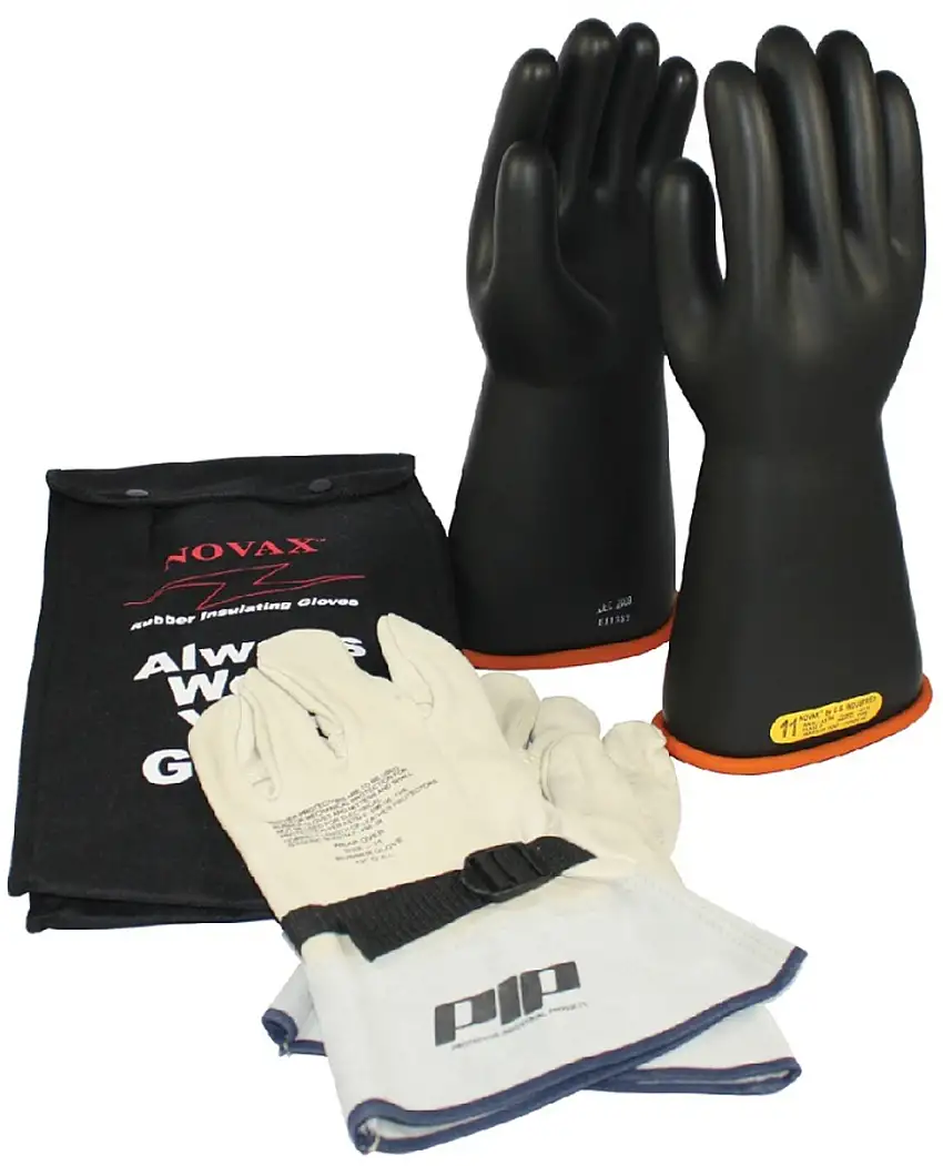 Protective Industrial Products Size 9 Black And Orange NOVAX  Rubber/Goatskin Class 2 Linesmens Gloves