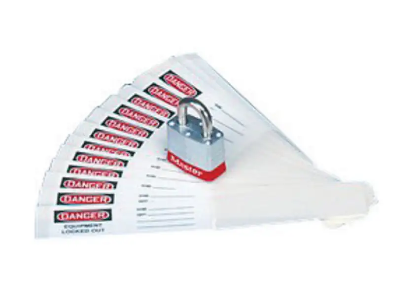 AccuformNMC 7/8" X 9" Black/Red/White Vinyl Padlock Label "DANGER DO NOT REMOVE THIS LOCK/THIS LOCK BELONGS TO"