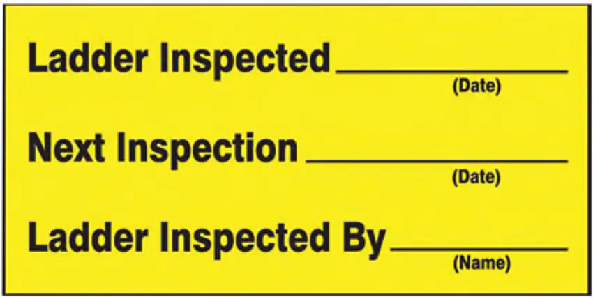 AccuformNMC 1 1/2" X 3" Black/Yellow Vinyl Construction Site Safety Label "LADDER INSPECTED ___ DATE NEXT INSPECTION ___ DATE LADDER INSPECTED BY ___ NAME"