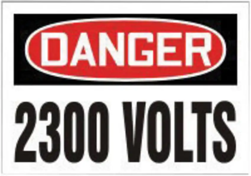 Accuform Signs 3 12 X 5 Red Black And White 4 mil Adhesive Vinyl Electrical Safety Label DANGER 2300 VOLTS 5 Per Pack
