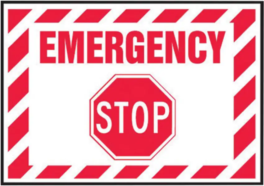 AccuformNMC 3 1/2" X 5" Red/White Vinyl Electrical Safety Label "EMERGENCY STOP"
