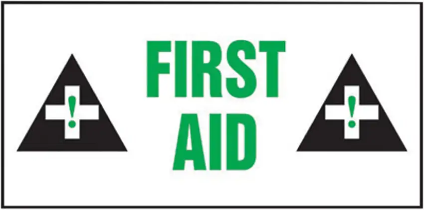Accuform Signs 3 X 7 Black Green And White 4 mil Adhesive Vinyl Safety Label FIRST AID 5 Per Pack