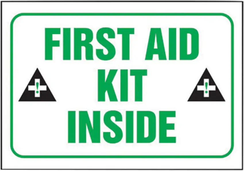Accuform Signs 5 X 7 Black Green And White 4 mil Adhesive Vinyl English Safety Label FIRST AID KIT INSIDE With Graphic 5 Per Pack