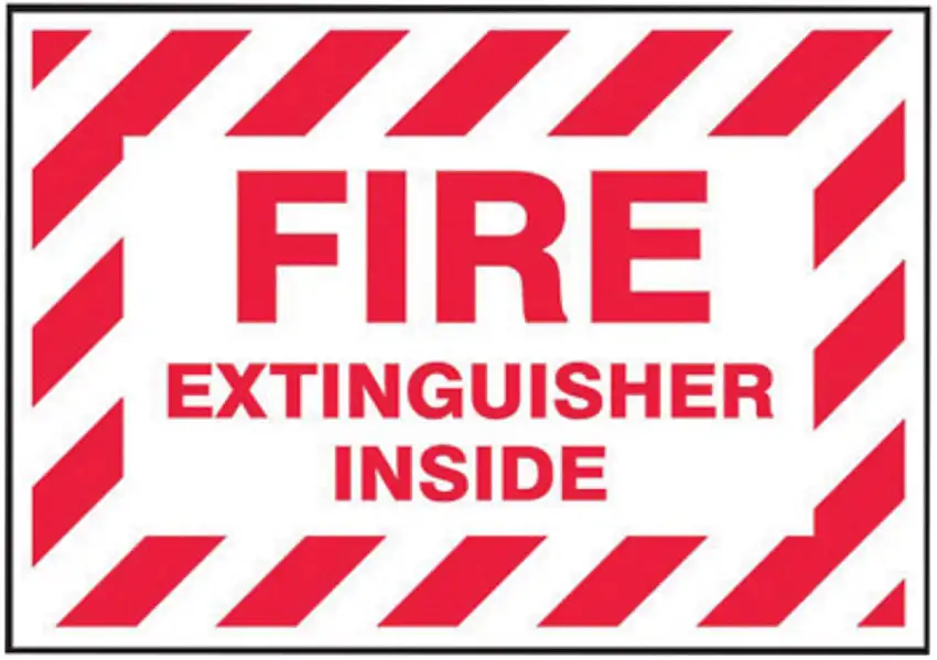 AccuformNMC 3 1/2" X 5" Red/White Vinyl Fire Safety Label "FIRE EXTINGUISHER INSIDE"