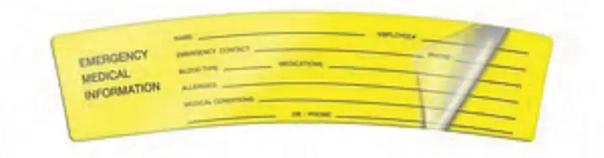 AccuformNMC 1 1/2" X 6" Black/Yellow Polyester Hard Hat/Helmet Decal "EMERGENCY MEDICAL INFORMATION"