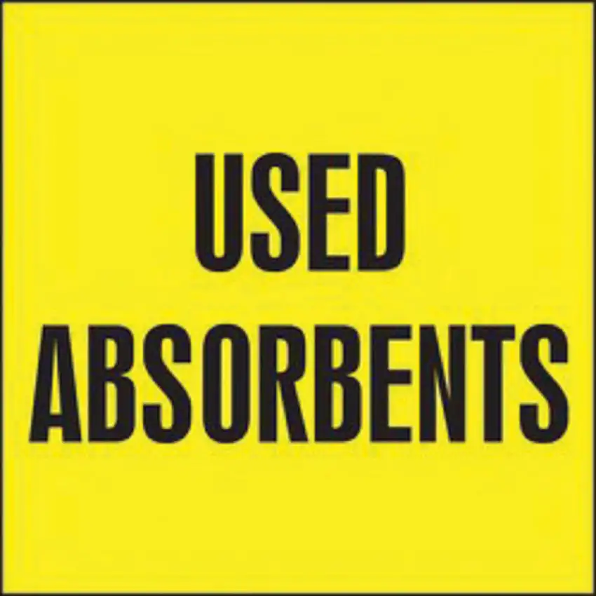 AccuformNMC 6" X 6" Yellow/Black Paper Drum And Container Identification Label "USED ABSORBENTS"