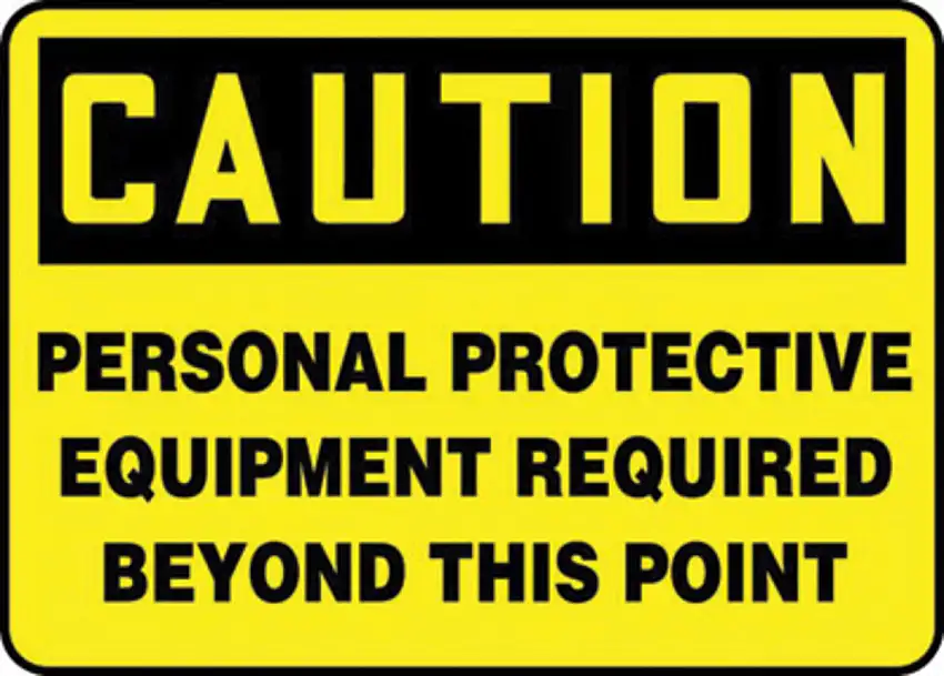 Accuform Signs  7" X 10" Black/Yellow Plastic PPE Sign "CAUTION PERSONAL PROTECTIVE EQUIPMENT REQUIRED BEYOND THIS POINT"