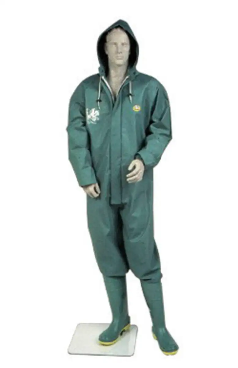 Dunlop Protective Footwear 3X Green Chemtex 3.5 mil PVC On Nylon Polyester Coveralls With Attached Hood