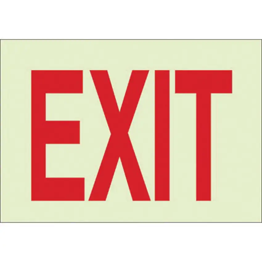 Brady 7 X 10 X .063 Red On Glow B347 PolyesterPolystyrene Safety Sign Exit