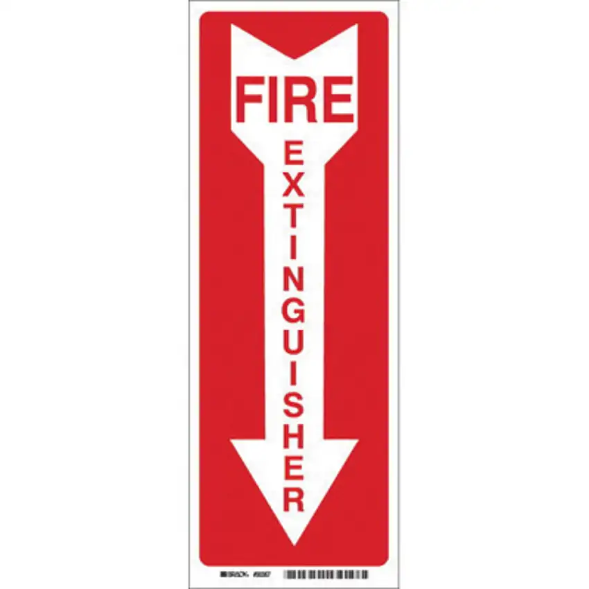 Brady 14 X 3 12 X .006 White On Red .01 B302 Polyester Fire Extinguisher Sign Fire Extinguisher