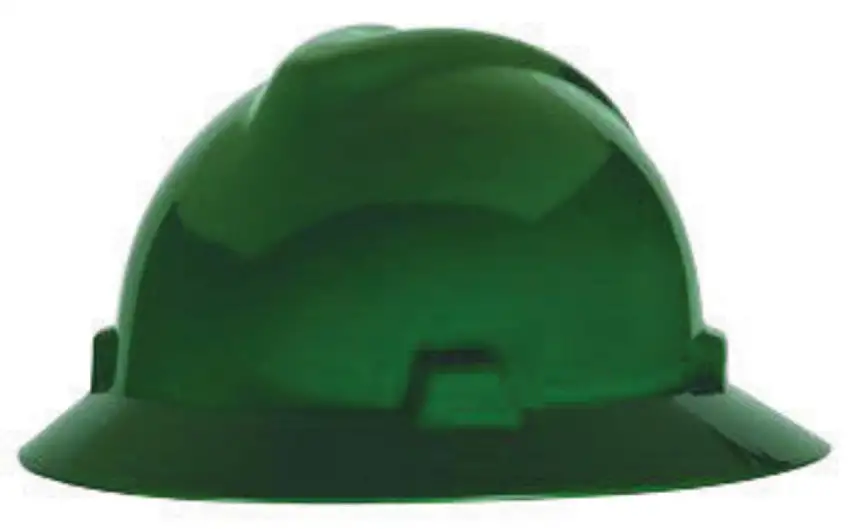 MSA Green V-Gard Polyethylene Full Brim Hard Hat With 4 Point Pinlock Suspension