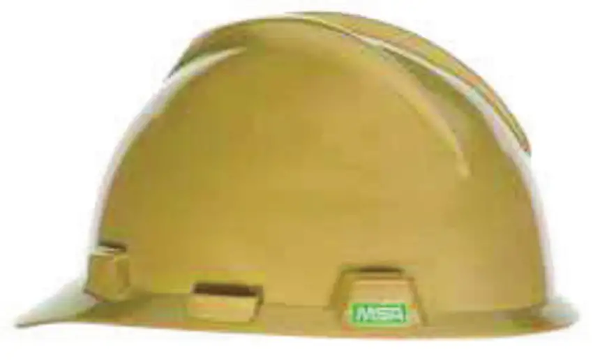MSA Yellow V-Gard® Polyethylene Cap Style Hard Hat With 4 Point Pinlock Suspension