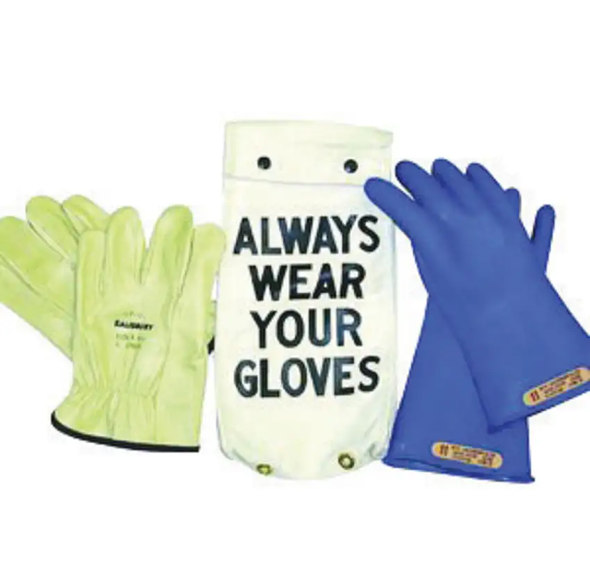 SALISBURY By PIP Size 12 Blue 14 Type II Salcor Rubber Class 00 Low Voltage Insulating Linesmens Gloves Kit With Straight Cuff Includes Insulating Gloves Leather Protectors Canvas Bag