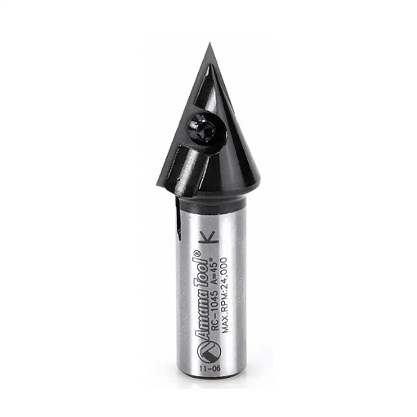 Amana 45° Insert CNC V Groove Router Bit - 13/16" Diameter, 7/8" Cut,