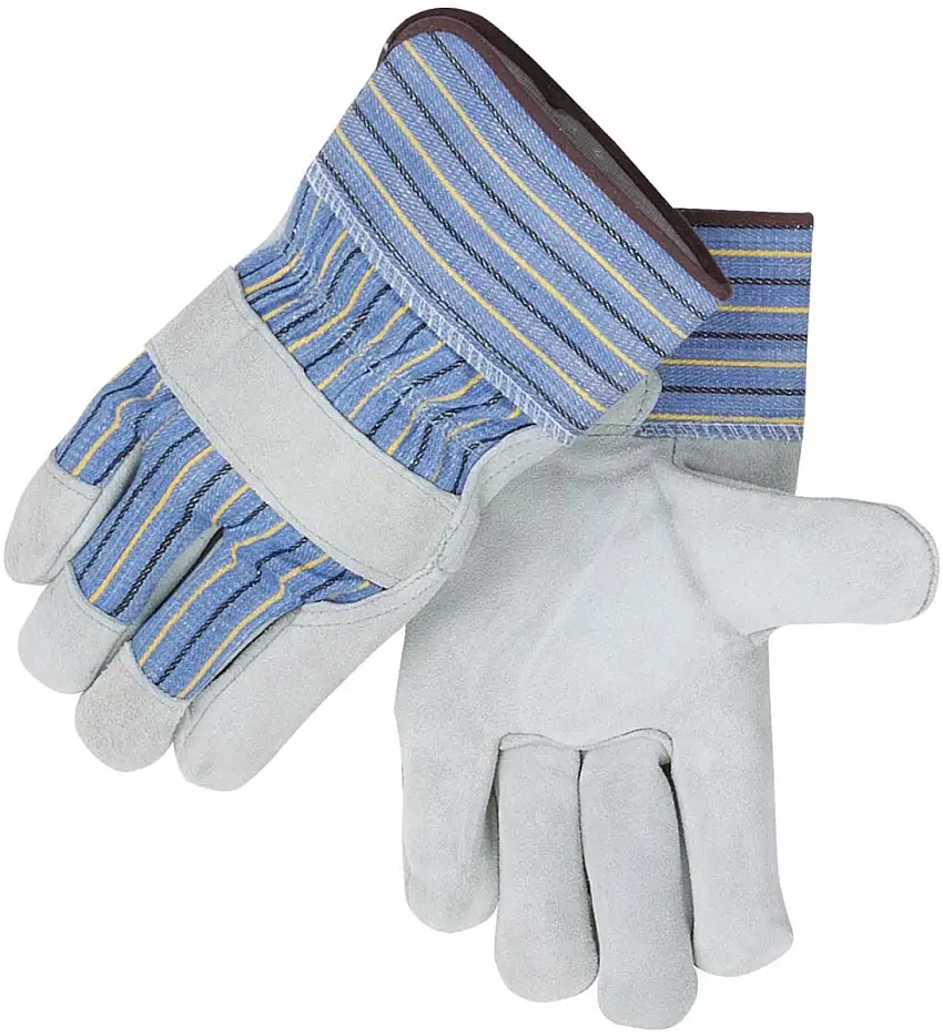Black Stallion  X-Large Gray Shoulder Split Leather Palm Gloves With Cotton Back And Plasticized Safety Cuff