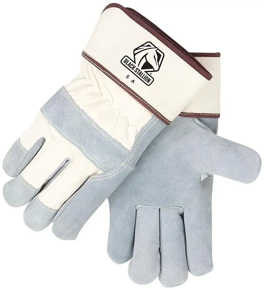 Black Stallion® X-Large Gray Split Leather Palm Gloves With Canvas Back And Rubberized Safety Cuff