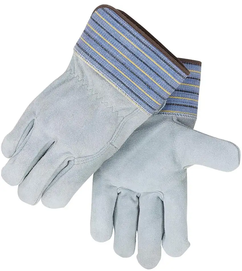 Black Stallion® Large Gray Shoulder Split Leather Palm Gloves With Leather Back And Safety Cuff