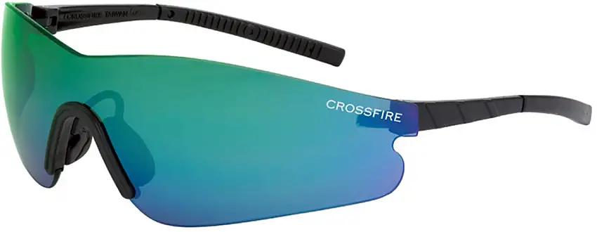 Radians Blade Black Safety Glasses With Green Polycarbonate And Hard Coat/Mirrored Lens