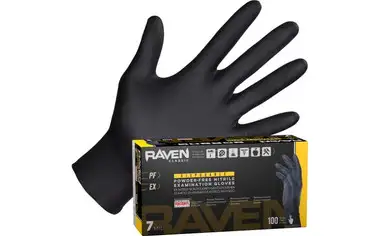 SAS Safety 66516 Raven Powder-Free Exam Grade Nitrile Disposable Gloves | 7 Mil | Small | Sold by Box of 100