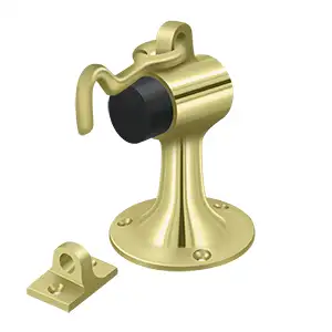 Heavy Duty Solid Brass Floor Mount Door Bumper W/ Holder by Deltana