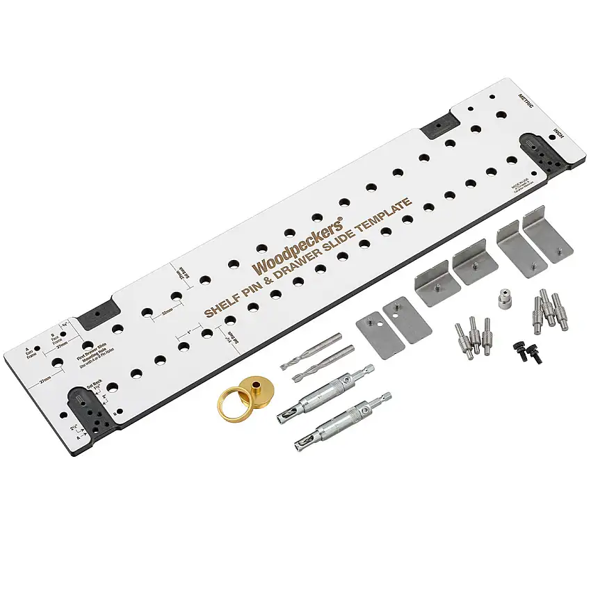 Woodpeckers Shelf Pin and Drawer Slide Template - Deluxe (SPT2-DEL-KIT)
