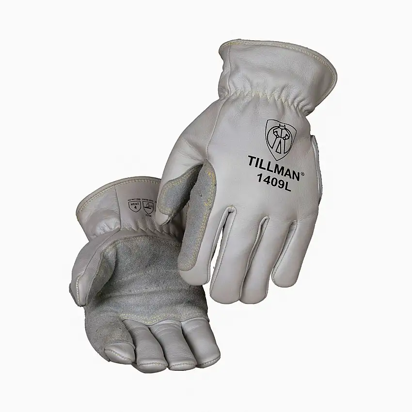 Tillman™ Small 10.2" Pearl/White Top Grain Cowhide Leather Heat Resistant Gloves With Para-Aramid/Steel Blend Lining And Keystone Thumb