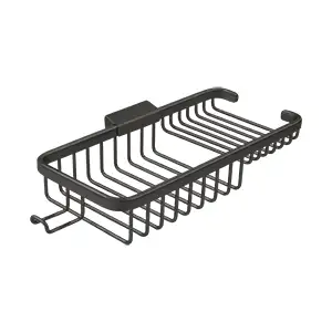 Wire Basket with Shallow Rectangular Shelf and Hook by Deltana