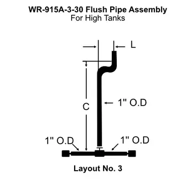 White Racker Wr-915a-3-30 Urinal High Tank Brass Flush Pipe