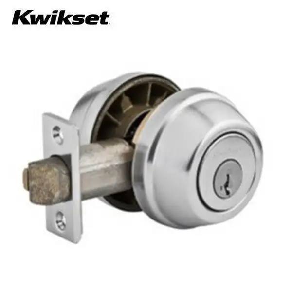 Kwikset - 598 - Gatelatch Deadbolt - Single Cylinder - Round Rose - 26D - Satin Chrome - SmartKey Technology - Grade 2