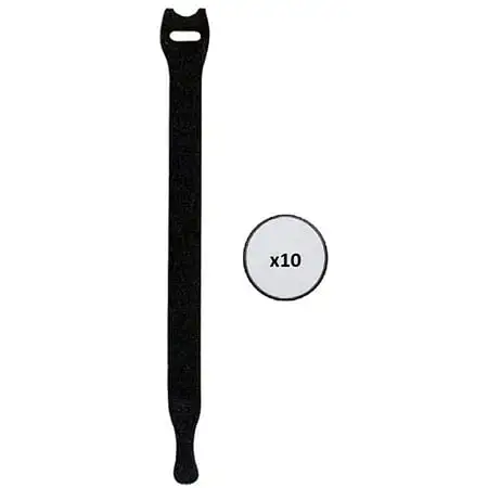 Rip-Tie Y-05-010 Lite 1/2-Inch Wide Hook and Loop Cable Wraps - 5-Inch - Black - 10/Pack