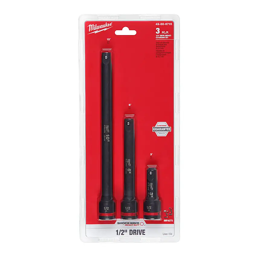 Milwaukee 49-66-6715 4PC Shockwave Impact Duty 1/2" Drive Extension Se