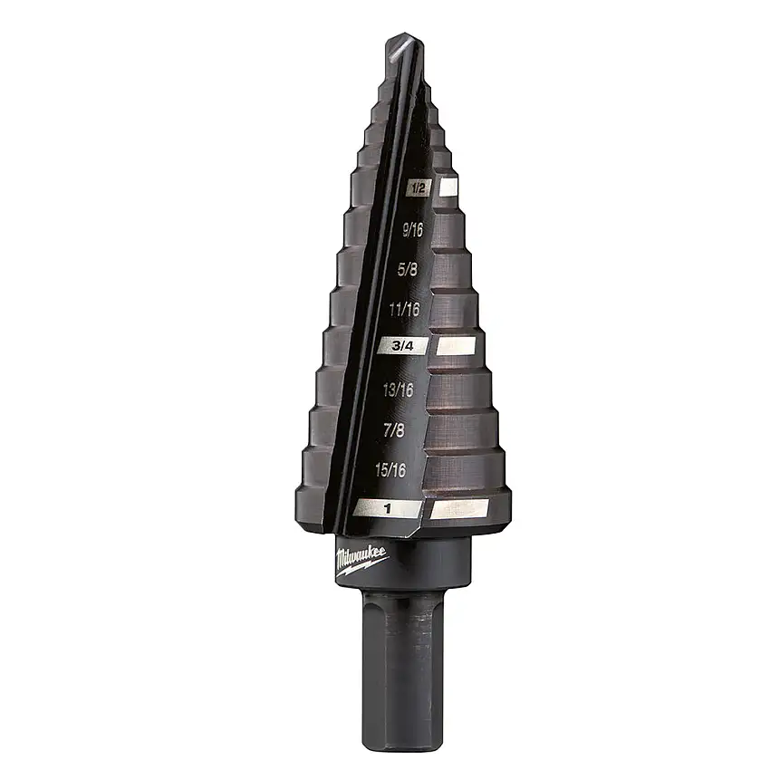 Milwaukee 48-89-9208 #8 Step Drill Bit, 1/2 in. - 1 in. x 1/16 in.