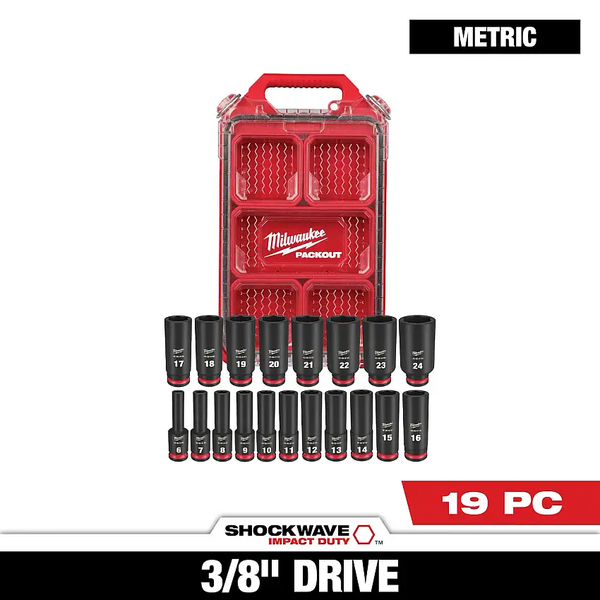 Milwaukee 19 PC Shockwave™ 3/8" Drive METRIC Packout™ Set (49-66-6801)
