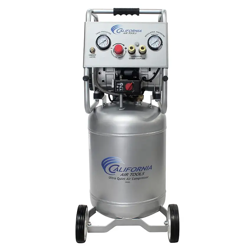 California Air Tools 10020C 2 HP 10 Gallon Ultra Quiet and Oil-Free Steel Tank Dolly Air Compressor - CAT-10020C