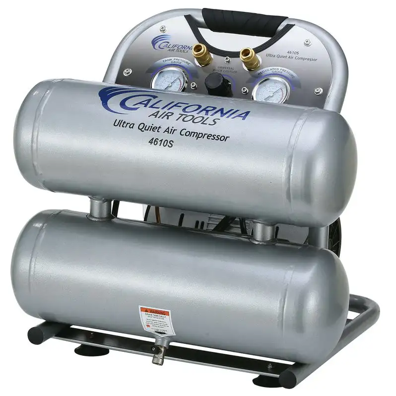 California Air Tools 4610S 1 HP 4.6 Gallon Ultra Quiet and Oil-Free Steel Tank Twin Stack Air Compressor - CAT-4610S