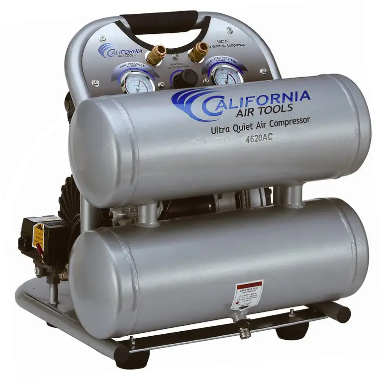 California Air Tools 4620AC 2 HP 4.6 Gallon Ultra Quiet and Oil-Free Aluminum Tank Twin Stack Air Compressor - CAT-4620AC